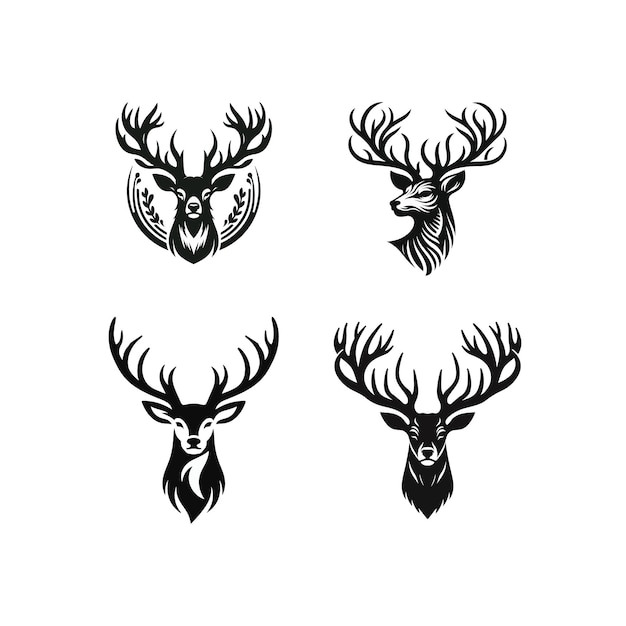 Logotipo de cabeza de ciervo blanco y negro en formato vectorial Perfecto para diseños de silueta de clipart e impacto