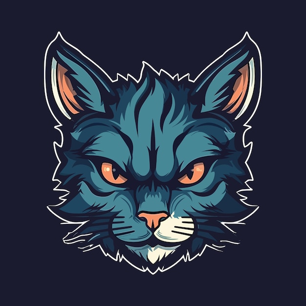 Un logotipo de una cabeza de gato diseñado en estilo de ilustración de esports Vector