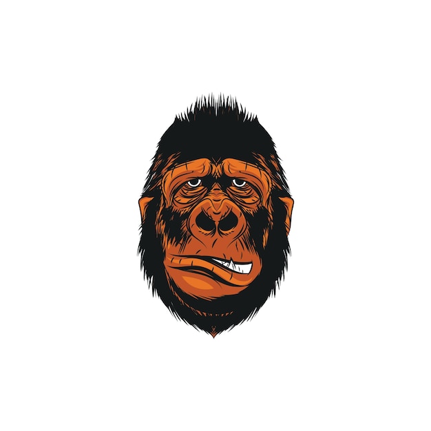 Un logotipo de cabeza de gorila esta es una ilustración vectorial para una mascota y un tatuaje o un gráfico de camiseta