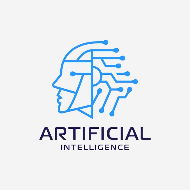 Vector logotipo de cabeza humana abstracta digital para el diseño de logotipo de concepto de inteligencia artificial