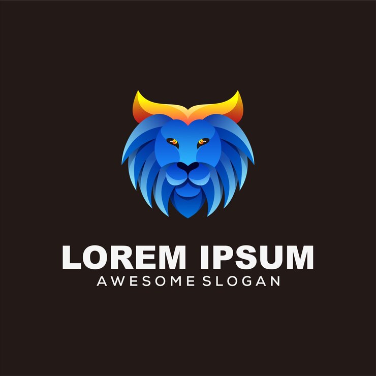 Vector logotipo de cabeza de león colorido vector
