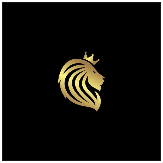 El logotipo de cabeza de león con una corona elegante y una forma moderna es adecuado para varios medios