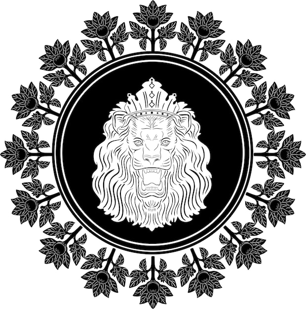 Vector logotipo de cabeza de león con marco moderno silueta hecha a mano nr 18
