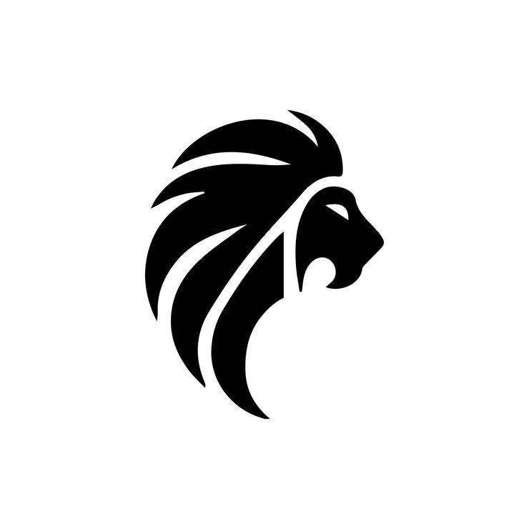 Logotipo de cabeza de león minimalista Símbolo elegante en negrita para la identidad de liderazgo de las marcas premiumSímbolo elegante de cabeza de León minimalista