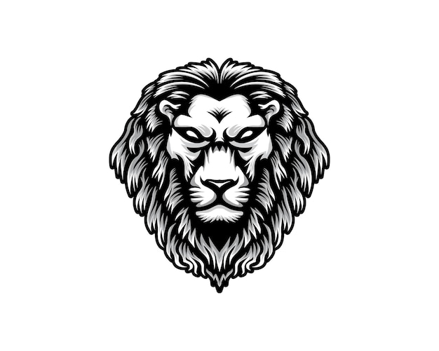 Logotipo de cabeza de león con el título 'león'