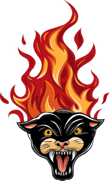 Logotipo de cabeza de llama ardiente de pantera