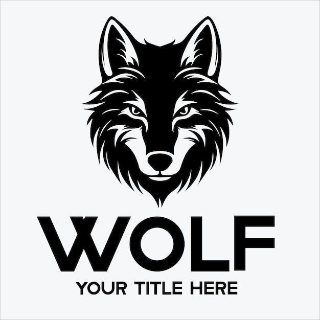 Logotipo de cabeza de lobo blanco y negro
