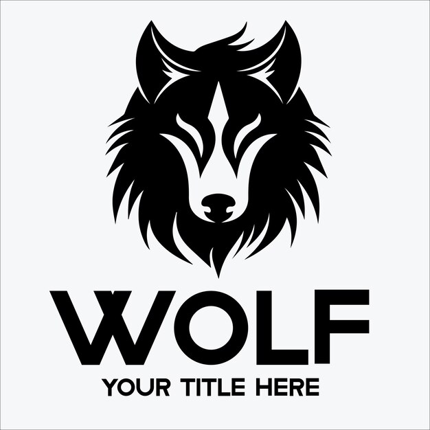 Logotipo de cabeza de lobo blanco y negro