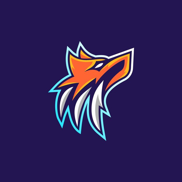 Vector logotipo de cabeza de lobo de lujo mascota de cabeza de lobio diseño de logotipo de esport personaje para juego deportivo