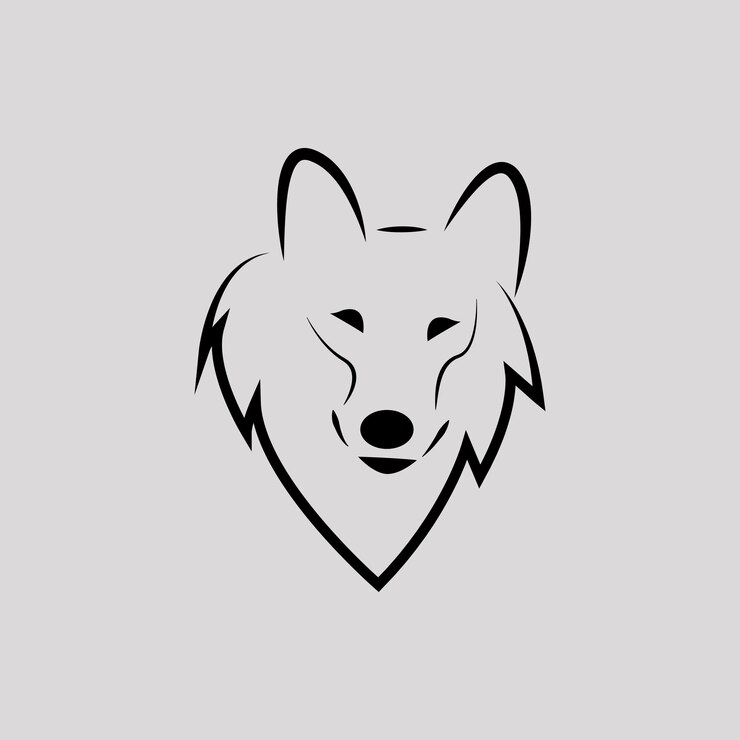 logotipo de cabeza de lobo de silueta simple