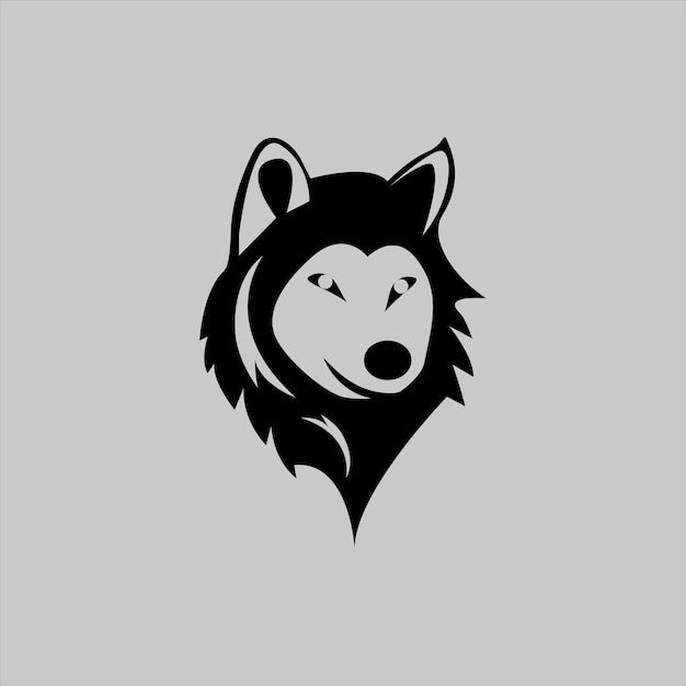 logotipo de cabeza de lobo de silueta simple
