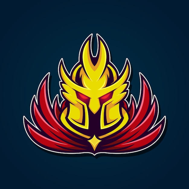 Logotipo de la cabeza de la mascota del caballero amarillo dorado