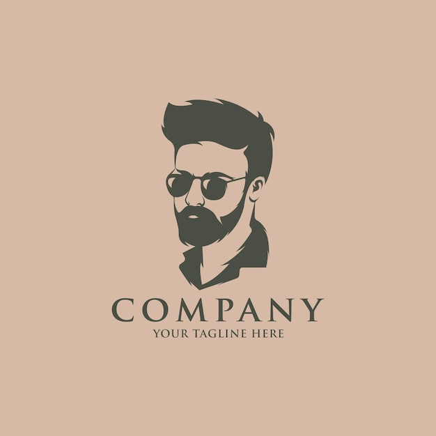 logotipo de cabeza masculina barbuda