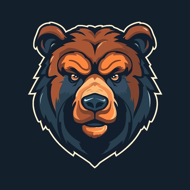Un logotipo de una cabeza de oso diseñado en estilo de ilustración de esports Vector