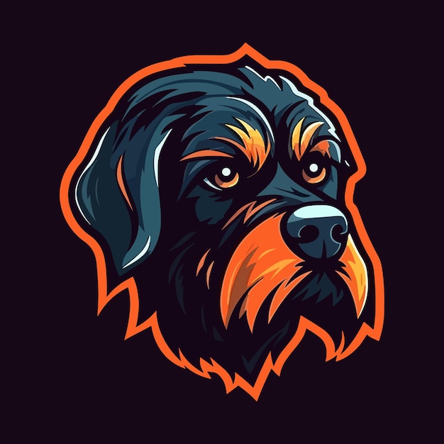 Un logotipo de una cabeza de perro diseñado en estilo de ilustración de esports Vector