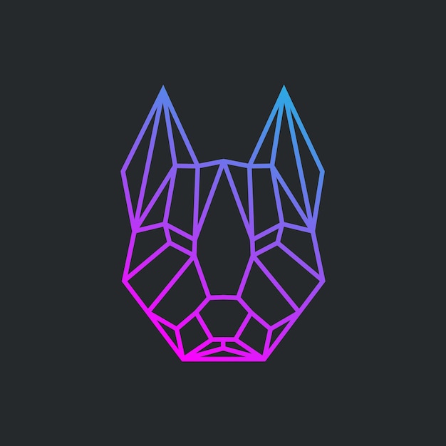 Logotipo de cabeza de perro geométrico, diseño de logotipo de estilo poligonal de perro
