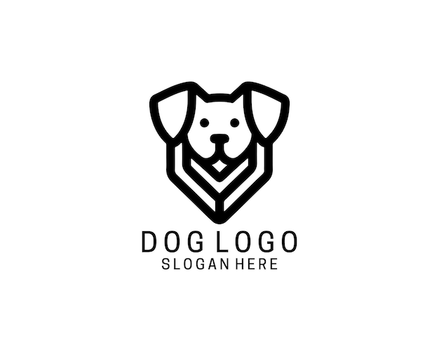 El logotipo de la cabeza del perro Ilustración vectorial de la línea delgada El logotipo del perro