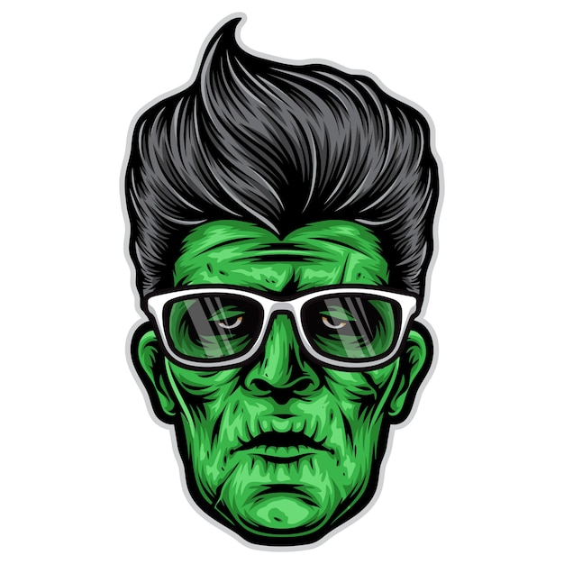 Logotipo de la cabeza de rockabilly frankenstein