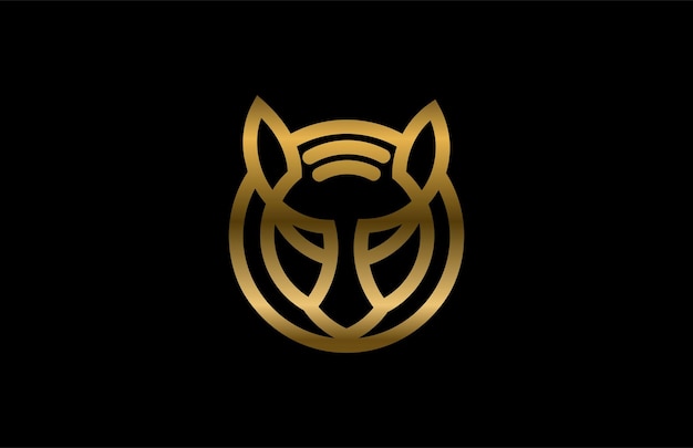 Logotipo de cabeza de tigre dorado lineal