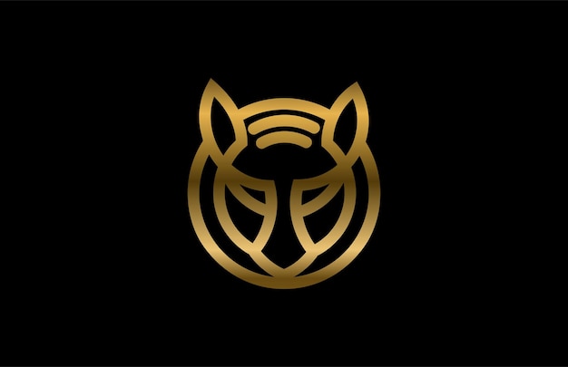 Logotipo de cabeza de tigre dorado lineal