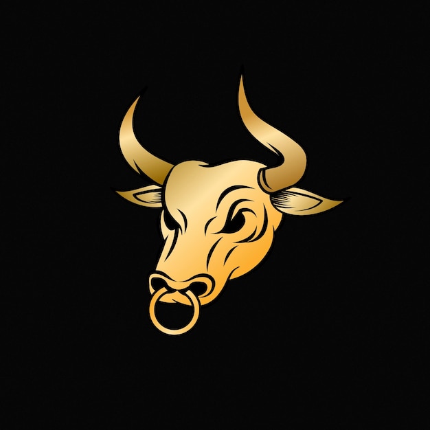 Vector logotipo de cabeza de toro dorado