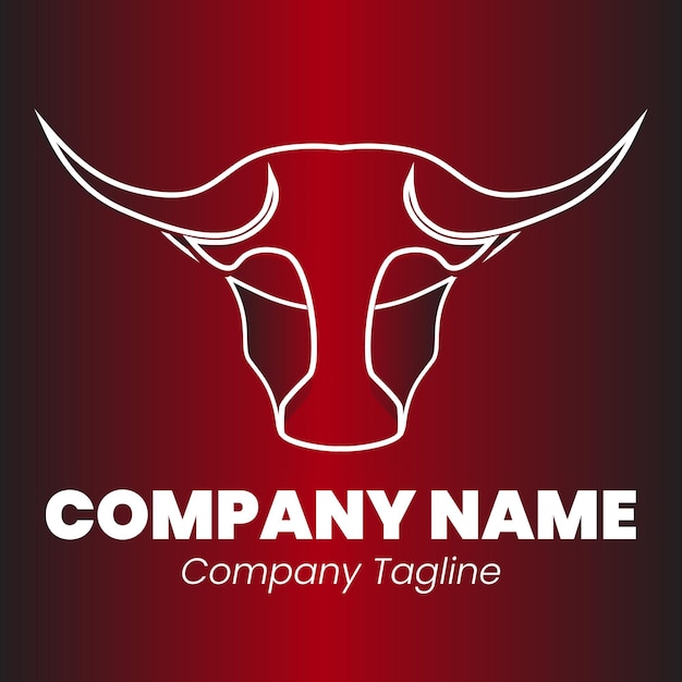 Logotipo de cabeza de toro con un elegante color degradado negro y rojo para el logotipo de la empresa o el logotipo de la comunidad.