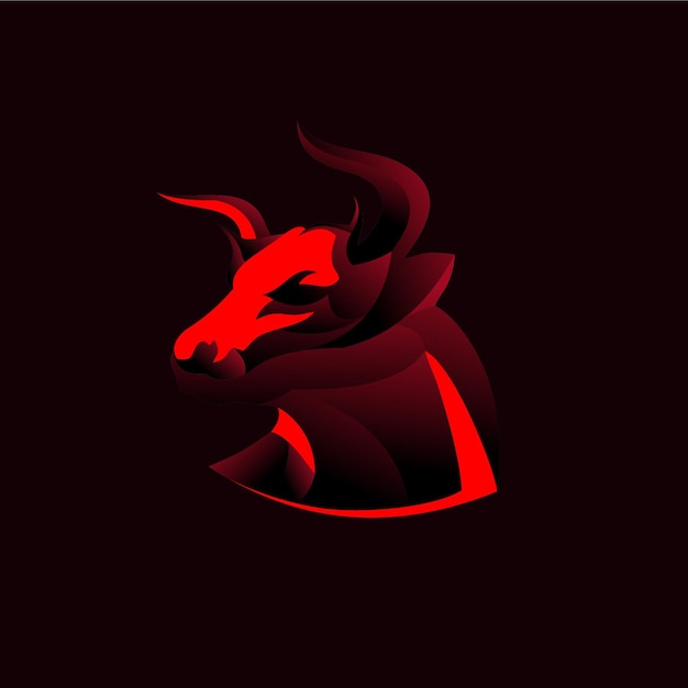 LOGOTIPO DE CABEZA DE TORO ROJO SILUETA