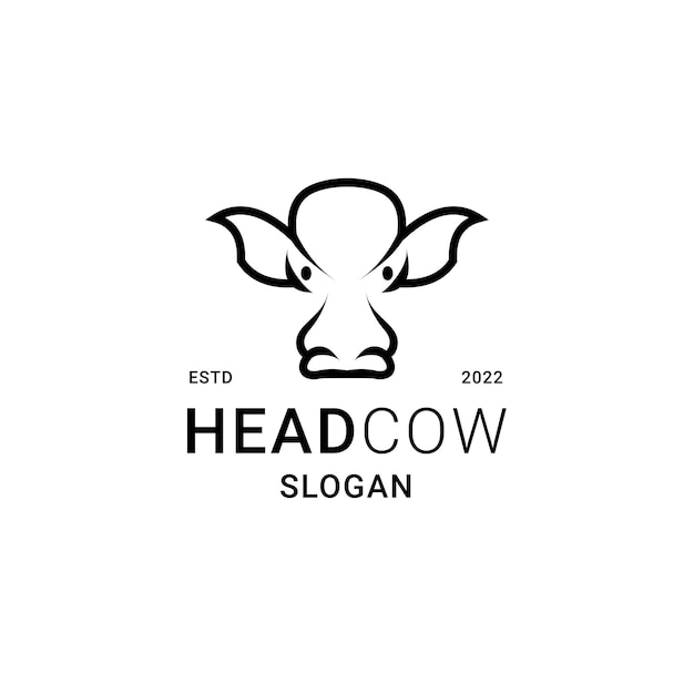 Logotipo de cabeza de vaca con estilo de arte lineal