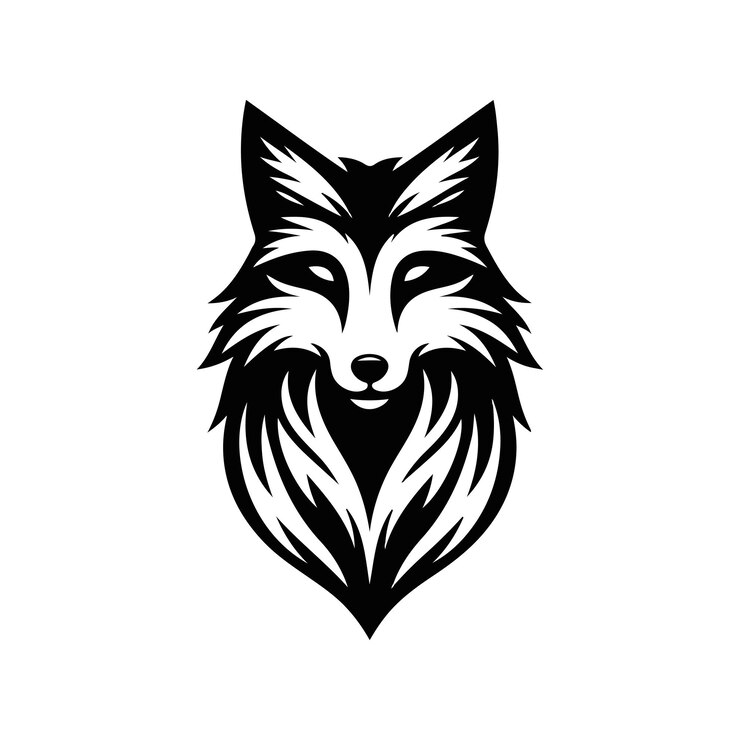 El logotipo de la cabeza de zorro de contorno negro