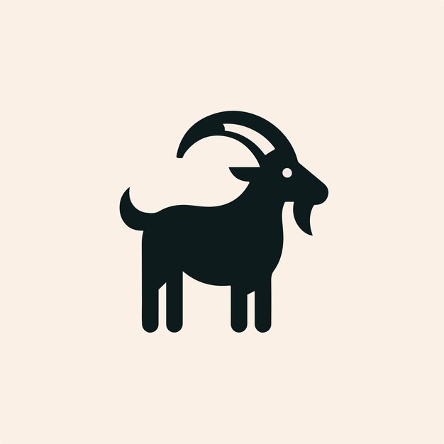 Logotipo de cabra con un estilo de diseño plano simple y minimalista.