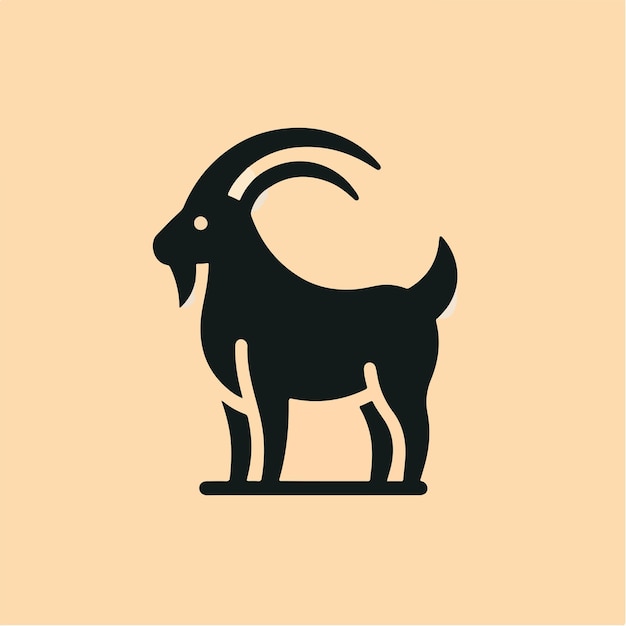 Logotipo de cabra con un estilo de diseño plano simple y minimalista.
