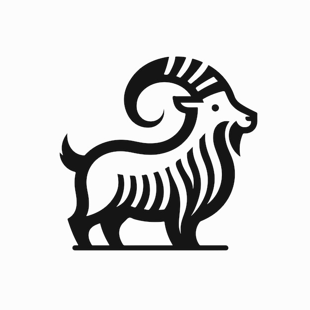 Logotipo de cabra con un estilo de diseño plano simple y minimalista.