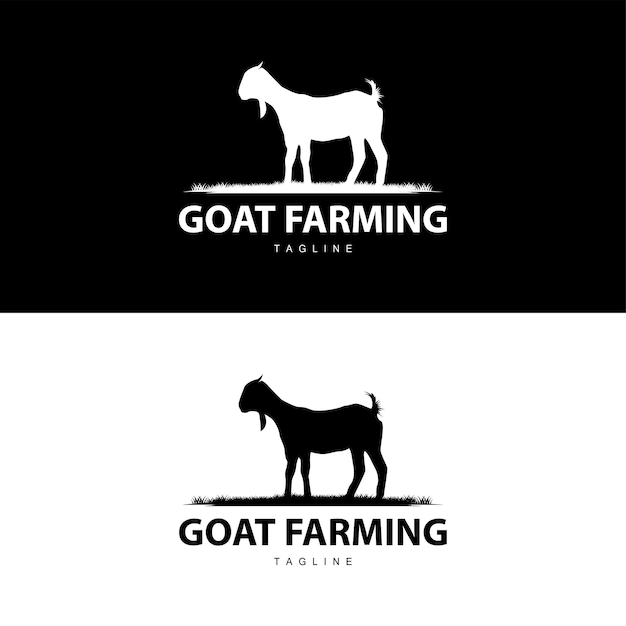 Logotipo de cabra de ganado Diseño de silueta de agricultura simple Ilustración de plantilla de marca de producto