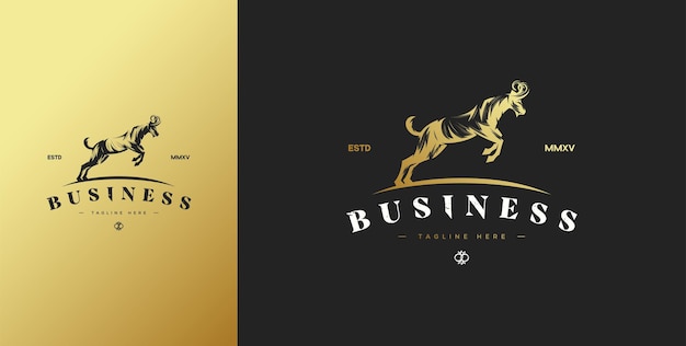 Logotipo de cabra con lujoso y elegante color dorado.