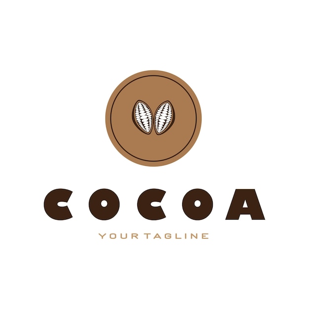 Logotipo de cacao cacao frijol cacao árbol cacao ramas y hojas chocolate vintage moderno minimalista