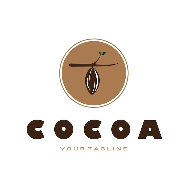 logotipo de cacao cacao frijol de cacao árbol de cacao ramas y hojas mezcla de chocolate en fondo blanco vintagemodernsimpleminimalista icona plantilla de ilustración diseño vectorial