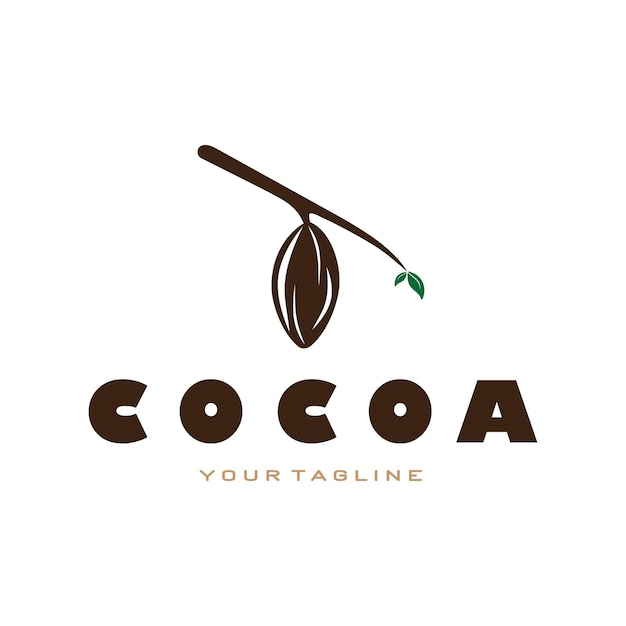 logotipo de cacao cacao frijol de cacao árbol de cacao ramas y hojas mezcla de chocolate en fondo blanco vintagemodernsimpleminimalista icona plantilla de ilustración diseño vectorial