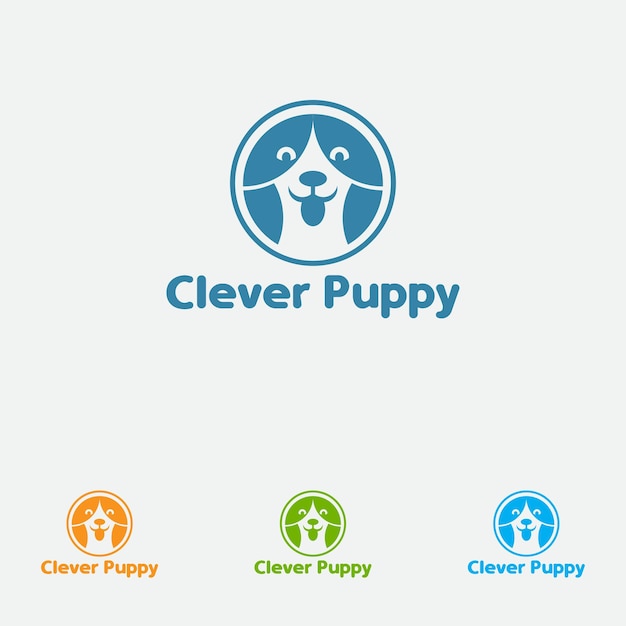 Logotipo de cachorro inteligente, cuidado, logotipo de perro, diseño minimalista y logotipo de empresa
