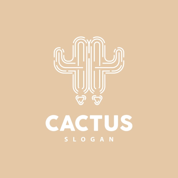 Logotipo de cactus Desierto Planta verde Vector Diseño simple Estilo de línea elegante Icono Ilustración Símbolo