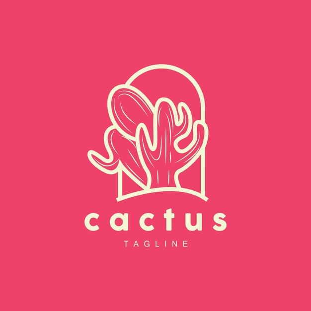 Logotipo de cactus Línea simple Diseño de cactus Planta verde Vector Icono Símbolo Ilustración