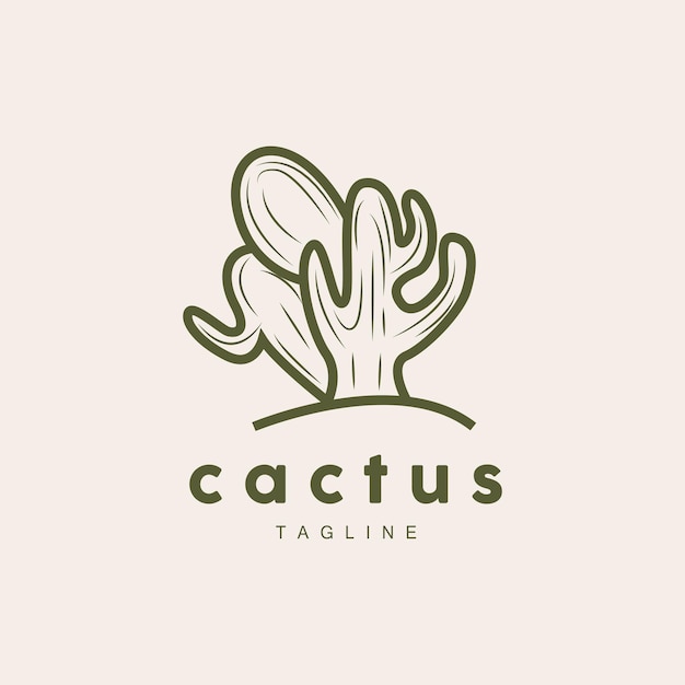 Logotipo de cactus Línea simple Diseño de caktus Planta verde Icono vectorial Ilustración del símbolo