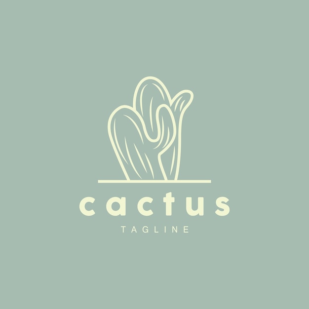 Logotipo de cactus Línea simple Diseño de caktus Planta verde Icono vectorial Ilustración del símbolo