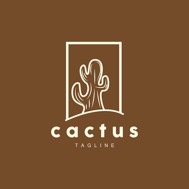 Logotipo de cactus Línea simple Diseño de caktus Planta verde Icono vectorial Ilustración del símbolo