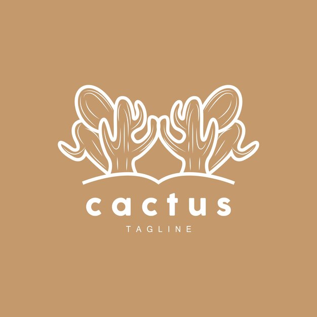 Logotipo de cactus Línea simple Diseño de caktus Planta verde Icono vectorial Ilustración del símbolo