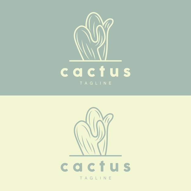 Logotipo de cactus Línea simple Diseño de caktus Planta verde Icono vectorial Ilustración del símbolo
