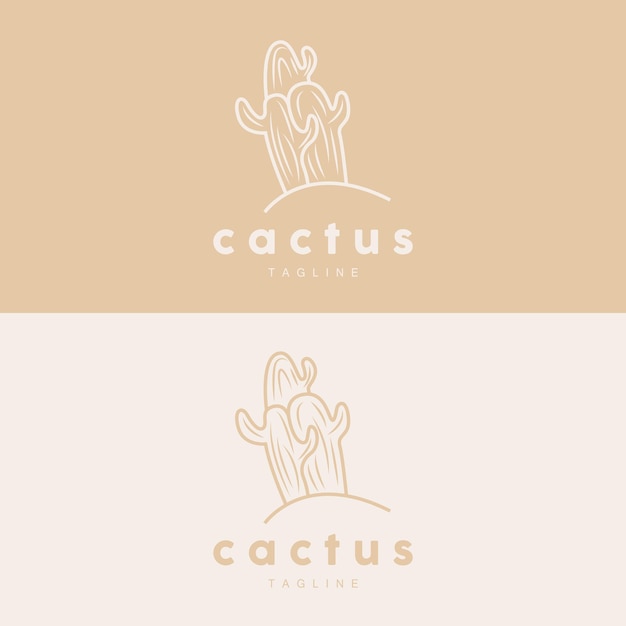 Logotipo de cactus Línea simple Diseño de caktus Planta verde Icono vectorial Ilustración del símbolo