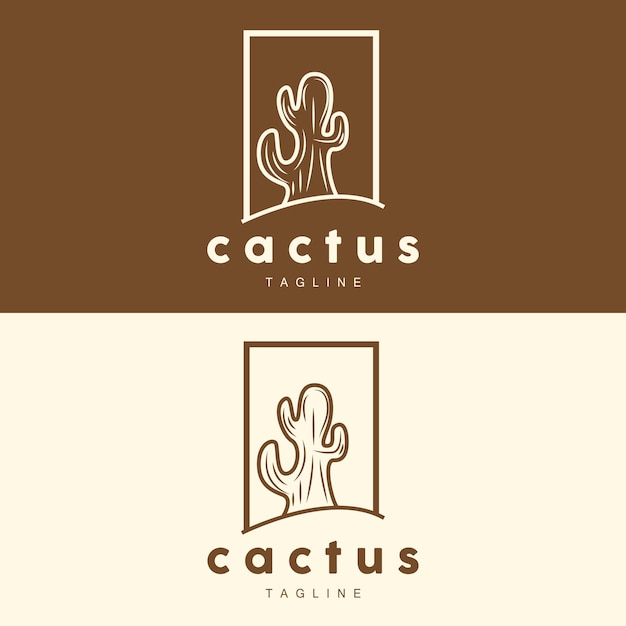 Logotipo de cactus Línea simple Diseño de caktus Planta verde Icono vectorial Ilustración del símbolo