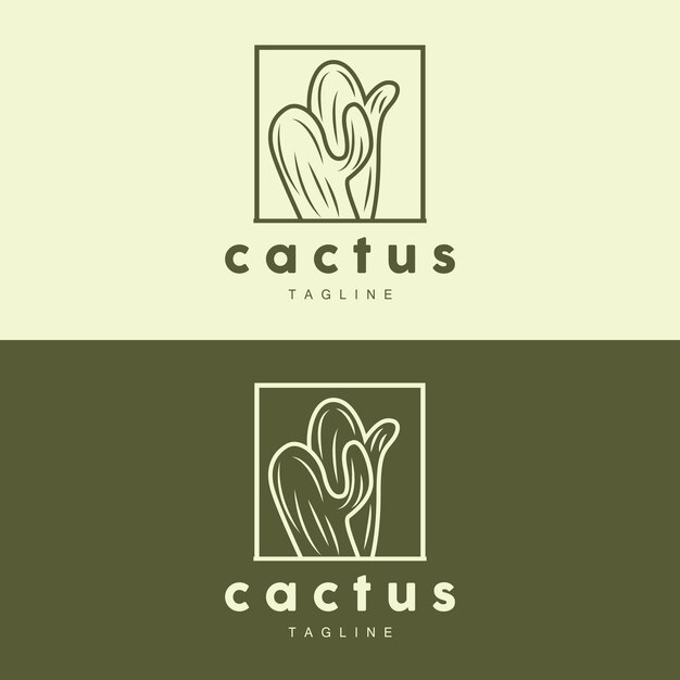 Logotipo de cactus Línea simple Diseño de caktus Planta verde Icono vectorial Ilustración del símbolo