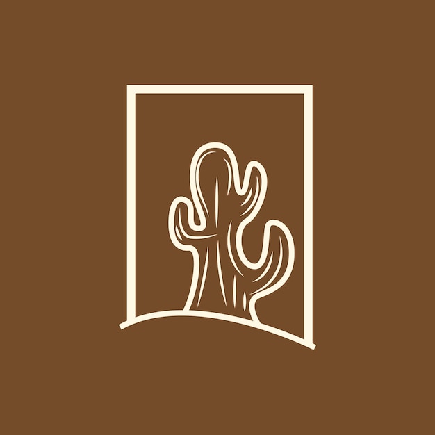 Logotipo de cactus Línea simple Diseño de caktus Planta verde Icono vectorial Ilustración del símbolo