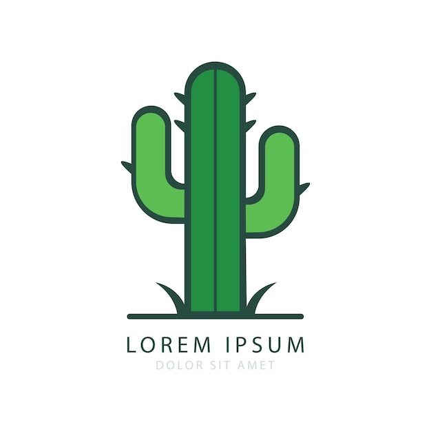 El logotipo de un cactus verde en el desierto
